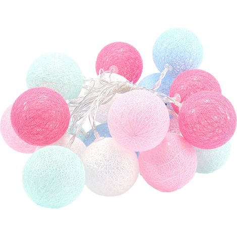 Guirlande Lumineuse Boules Coton - 300 cm - Fonctionne Sur Piles AA - Décoration Intérieure Et Extérieure - 1 Pièce (1/5)