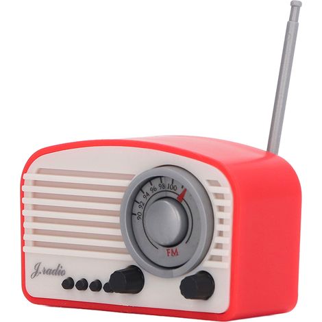 Mini radio miniature pour maison de poupée, décoration vintage mignonne et réaliste, jouet pour enfants, rouge. (1/5)