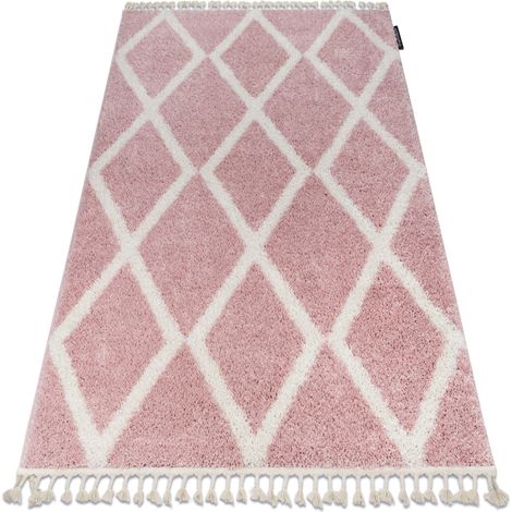 Teppich BERBER TROIK A0010 rosa / weiß Franse berber marokkanisch shaggy pink 180x270 cm