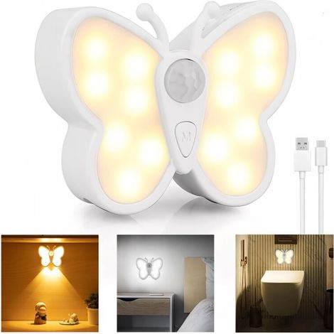 4-teiliges Nachtlicht-Set mit Bewegungssensor, tragbare, per USB aufladbare Wandleuchte, kabelloses Nachtlicht, dimmbare Wandlampe für Flur, Küche, Treppenhaus, Kleiderschrank, Wandbeleuchtung [Energi (1/5)