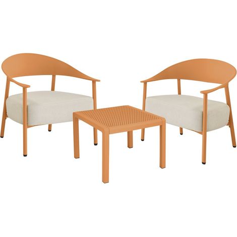 Set di mobili da giardino in metallo e plastica "Céora" - 2 posti - Arancione