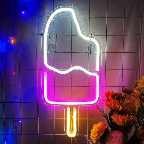 Wabjtam Popsicle Neon-Schild – USB-betriebene 3D-LED-Kunstschilder für Schlafzimmer Leuchtende Acryl-Neonschilder für Wanddekoration, Geburtstag, Hochzeit, Party (1/4)