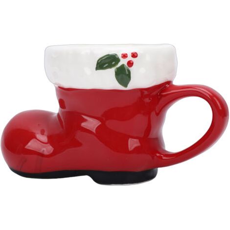 QORVA- Tasse de Noël 300 ml en forme de botte à café avec poignée, tasse unique de cacao chaud pour les amateurs de thé