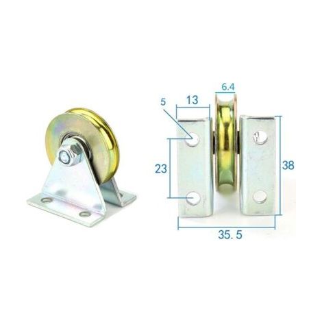 Poulie murale pour câble métallique de 3,8 cm – charge de travail de 100 kg – bloc de fixation plat en acier galvanisé – compatible avec les câbles métalliques (1/3)