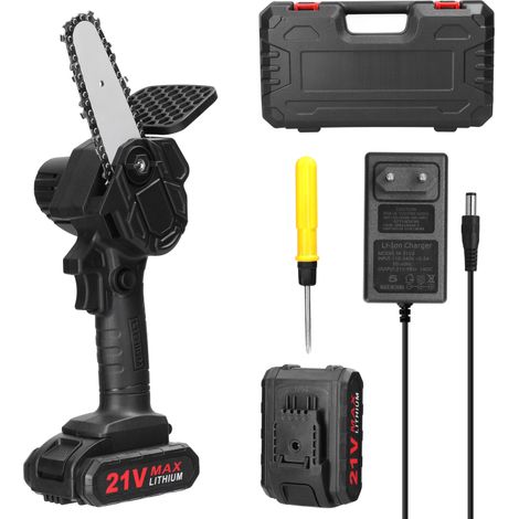 Scie d'élagage électrique portable et compacte avec batterie lithium rechargeable 21 V 500 W (10 cm), moteur à balais, outil de travail du bois à une main pour jardin et verger (1/5)