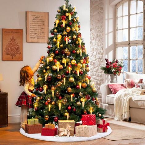 Jupe de sapin de Noël 90 cm, grand tapis de sapin de Noël luxueux avec branches dorées, couvre-pieds de sapin de Noël (1/4)