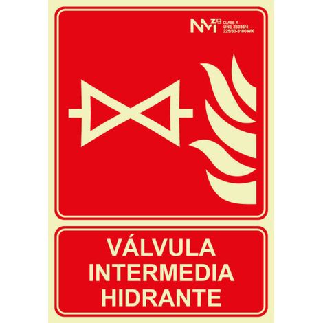 Señal luminiscente clase A PVC 1 mm válvula intermedia apertura hidrante SEKURECO