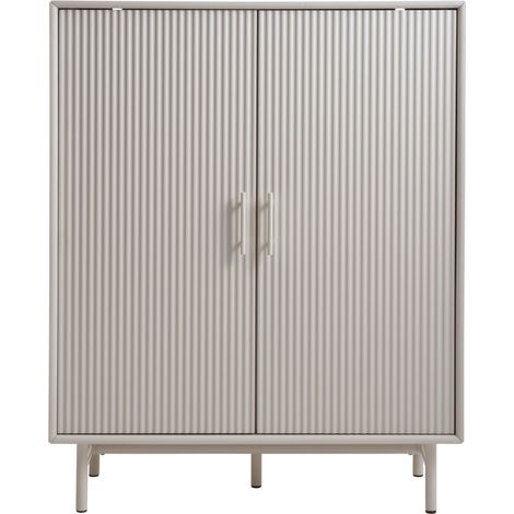 Buffet haut 2 portes en bois et métal H125cm - Grège - JURA (1/5)