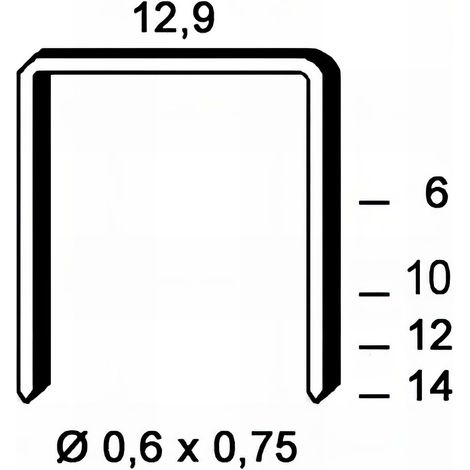 10 000 agrafes galvanisées PM-06 - 12,9 x 6 x D. 0,6 x 0,75 mm - 6PM061 - Alsafix