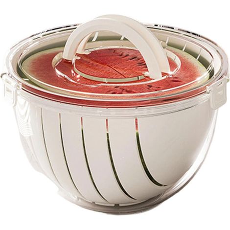 Schneidekorb für Wassermelonen aus Kunststoff, mit Abfluss – Weiß 1