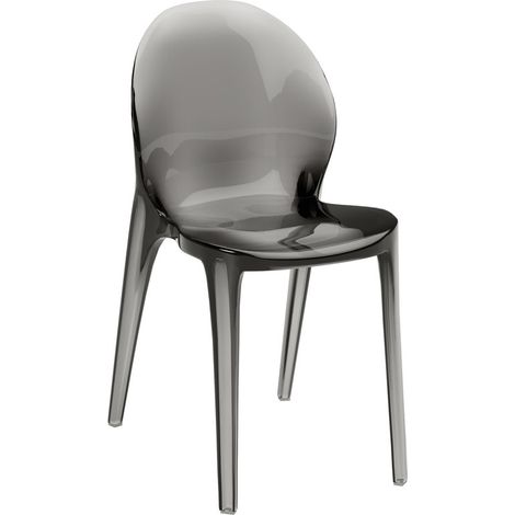 Sedia di design Ruby in policarbonato monoblocco colore grigio - Stile moderno, seduta ergonomica e trasparenze lucide per interni (1/2)