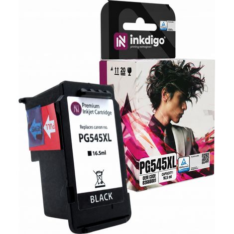 Tinta Inkdigo PG545 compatible con Canon Pixma IP2820 MG2440 MX494 TR4540. Certificación TÜV. (1/5)