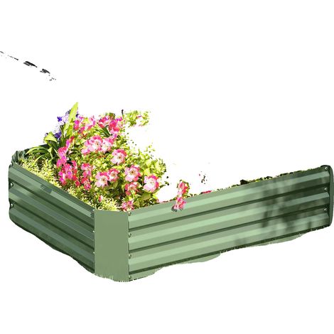 Fioriera da giardino in acciaio zincato, 120 cm x 90 cm x 30 cm, verde scuro, design in rilievo, compatibilità versatile (1/5)