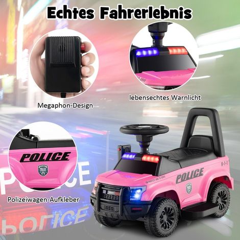 Coche electrico de policia para ninos coche electrico infantil de 6v con espacio de almacenamiento rosa