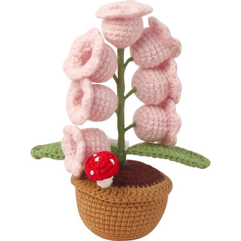 Lampe De Nuit En Crochet Main - Applique Florale Avec Led Chaude Pour Chevet Et Décoration Intérieure - 15 Cm - Rose (1/4)