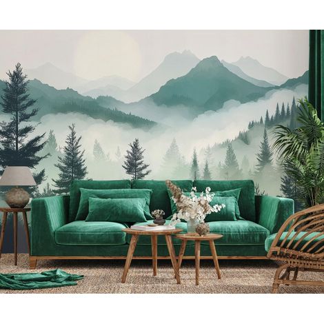 Vlies Fototapete Gebirge Berge 150x105 cm, Tapeten, für Wohn und Schlafzimmer, Vliestapete Wandtapete Tapete 3D Effekt- inkl. Kleister -, WallArena (1/4)