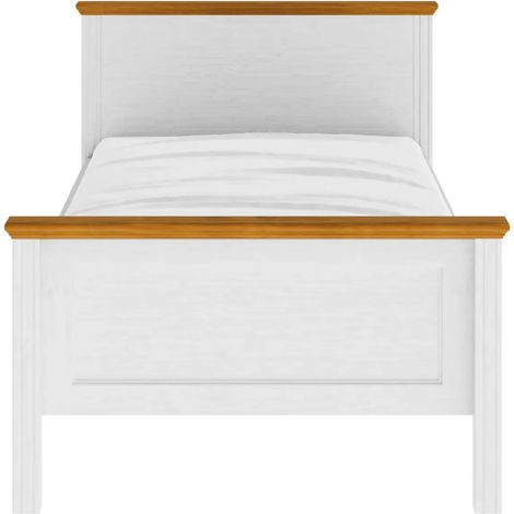 Struttura Letto Singolo 90x200 cm in Pino Massello Bianco Rovere (1/5)
