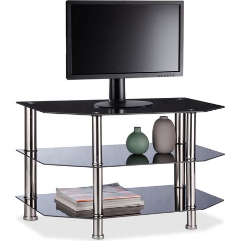 Tavolino porta TV in vetro nero