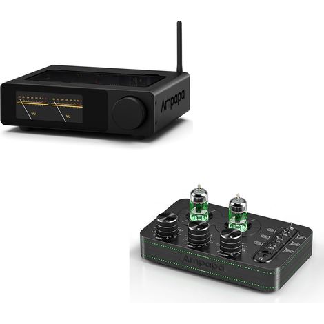 Amplificateur 2 canaux D1 : amplificateur stéréo Bluetooth 300 W x 2 avec préamplificateur phono à tubes A1, amplificateur casque pour platines vinyles MM, sortie subwoofer pour home cinéma (1/5)