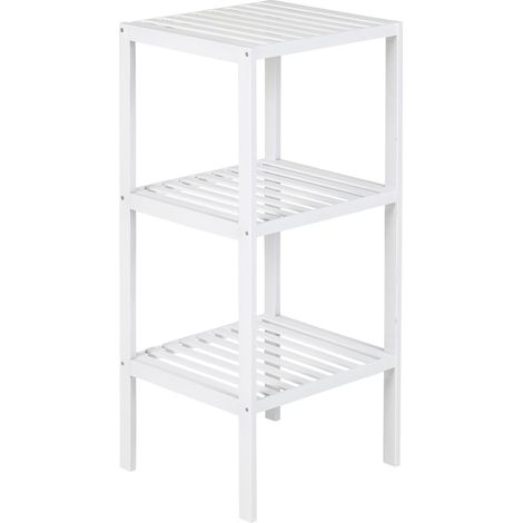 Étagère en Bambou, 3 tablettes, Blanc