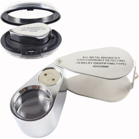 40X Jeweler's Magnifying Glass, Jeweler's Magnifying Glass with Light, Pocket Magnifying Glass, Metal Folding Magnifying Glass for Diamonds, Jewelry, Coins, Stamps, Close Up Work (1/5)