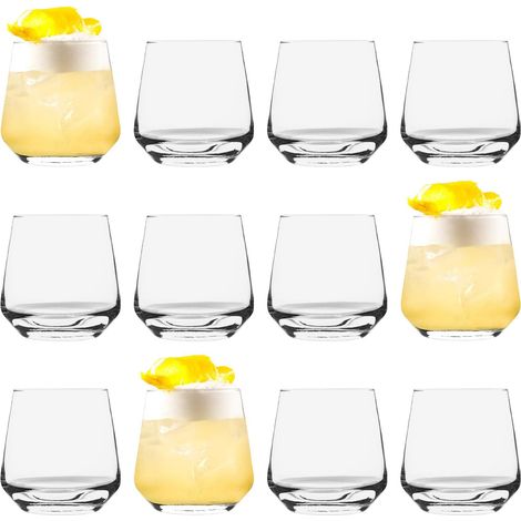Lot de 12 verres à whisky Lal 345 ml, gobelets scotch bourbon rhum cocktail, coffret cadeau (1/5)