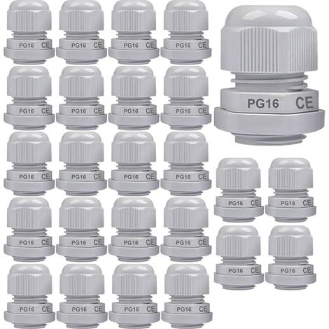 25pcs PG16 Presse-étoupe, Joint de Presse-étoupe en Plastique étanche IP68 Réglable 8.5-14 mm avec Joints en Caoutchouc, Connecteur de Fil M22  1.5, Protecteur de Fil (Blanc)