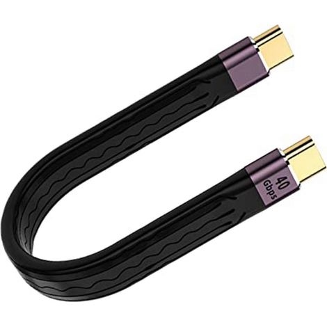 Câble de données à charge rapide 40 Go, double extrémité, flexible et ultra-court, connecteur USB-C mâle vers USB-C mâle, conception FPC simple. WHBYV (1/4)