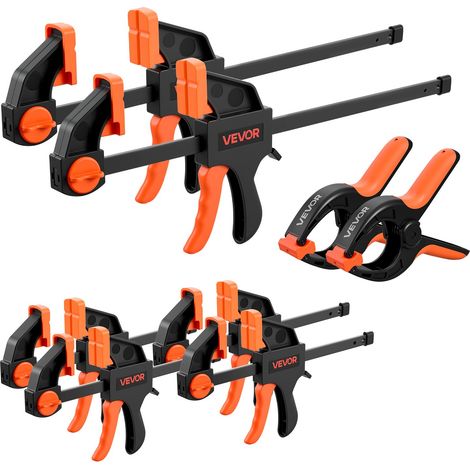 VEOVR Serre-joint Rapide à Une Main 8 PCS Ouverture 15,24 cm et 30,48 cm, avec Pinces à Ressort, Charge de 70 kg, Système Autobloquant, Déverrouillage Rapide, pour Travaux du Bois et du Métal (1/5)