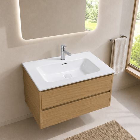 Lavabo da Incasso Bulnes70 in Ceramica Bianco Lucido 71 cm – Eleganza Essenziale per il Bagno (1/3)