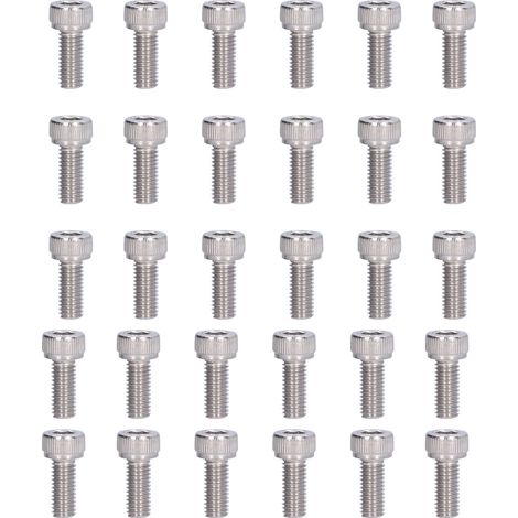 Lot de 30 vis à tête cylindrique M5 A2-70 en acier inoxydable, kit de fixation métallique pour réparation et entretien, M5x12. (1/5)