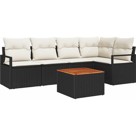 Maison Exclusive - Set Divano da Giardino con cuscino 6 pcs Nero polyrattan