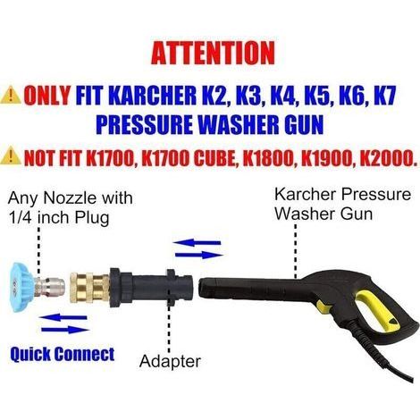 pair Adaptateur pour pistolet de nettoyeur haute pression 1/4'' Quick Connect – Compatible uniquement avec Karcher K2, K3, K4, K5, K6, K7. (1/3)