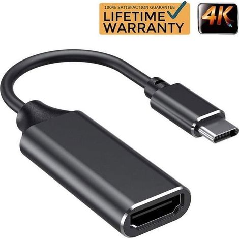 Adaptateur USB C vers HDMI - CHE® - 4K - Compatible Thunderbolt 3 - Noir (1/4)