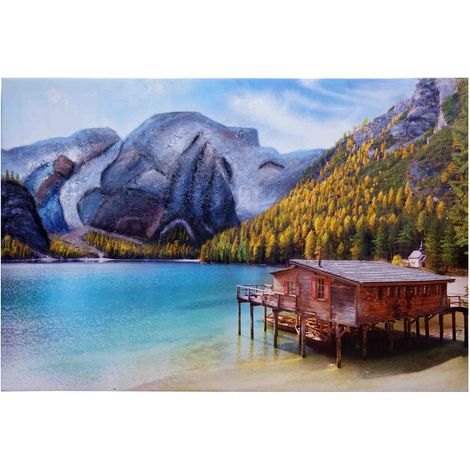Peinture murale paysage HWC-H25, peinture sur toile, peinture sur sable XL peinte à la main - 120x80cm