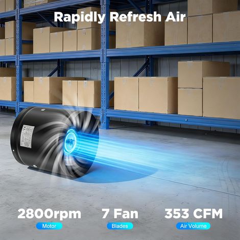 HAUTOUR Ventilateur d’Extraction Rond Noir 15 cm Moteur Tout Cuivre 40W 220V, Vitesse 2800 tr/min, Débit d’Air 600 m³/h / 353 CFM, Modèle FD‑150‑2 (1/5)