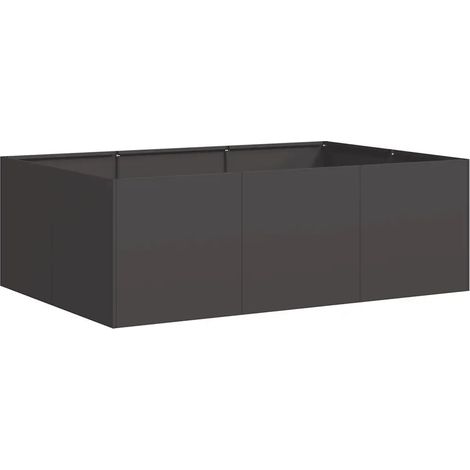 Fioriera profonda a fondo aperto per giardino o balcone 120 x 80 x 40 cm realizzata in acciaio laminato a freddo nero 020051529