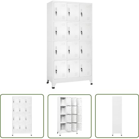 Armoire à casier Vestiaire Rangement avec 12 compartiments 90x45x180 cm -31543 (1/5)