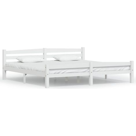 vidaXL Giroletto senza Materasso Bianco 200x200 cm Legno Massello Pino (1/5)