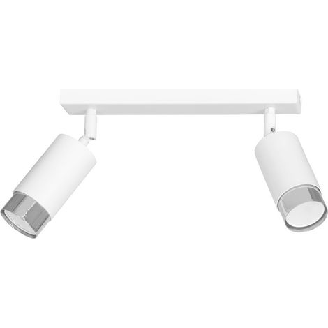 Lampada a Soffitto Hiro, Acciaio verniciato a polvere, Bianco, Cromo, 30x19x6 cm (1/5)