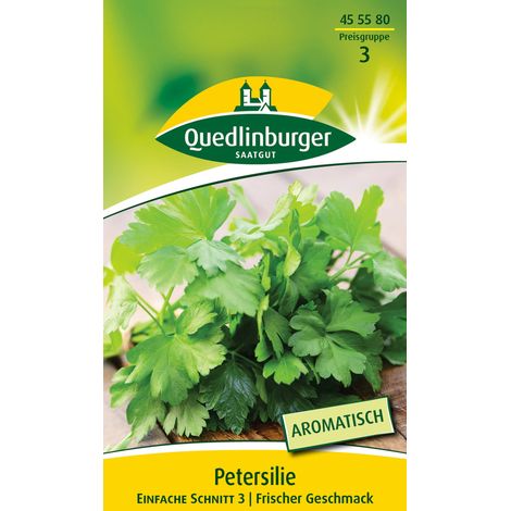 Quedlinburger Saatgut – Persil « Einfache Schnitt 3 » – Graines d'herbes aromatiques, bisannuel, très aromatique, hauteur env. 80 cm (1/2)