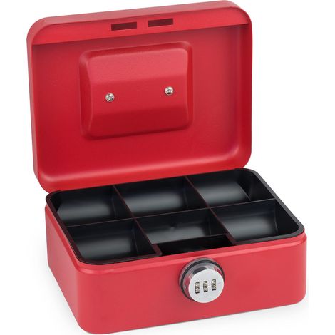Cassetta dei soldi Sax con serratura a numeri, serratura extra forte, 20 x 16 x 9cm, medio, rosso, 0-822-13 (1/5)