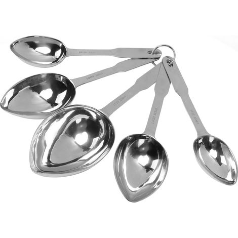 Lot de 5 cuillères à soupe ergonomiques à long manche en acier inoxydable et à surface brillante, idéales pour la cuisine.