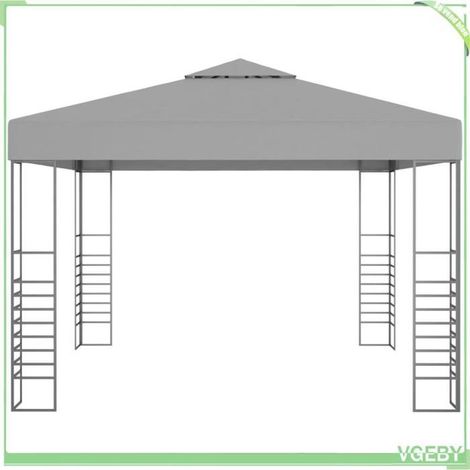 Tonnelle de jardin - FAFEICY - 48034 - 3x3 m - Anthracite - Toit polyester 100% anti-UV (1/4)