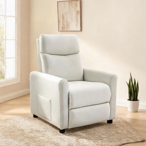 Fauteuil relax coloris blanc crème en polyester 86 x 73 x 100 cm (1/5)