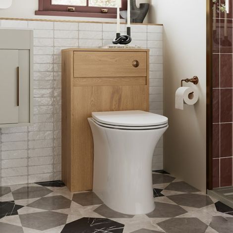 Signature Helsinki Back to Wall WC Toilet Unit 500mm Wide - Seville Oak (1/3)