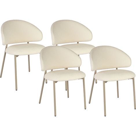 Sedia in Tessuto testurizzato e Metallo Beige Crema - Lotto di 4 - VOSINIA (1/5)