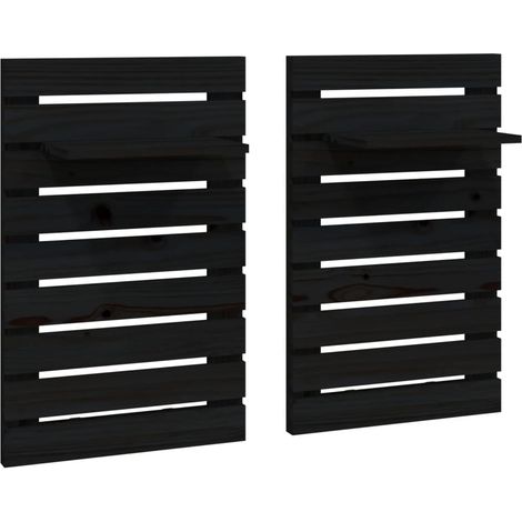 Maison Exclusive - Mensole da Letto a Parete 2 pz Nero Legno Massello di Pino
