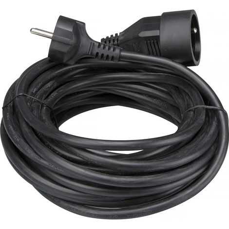 Perel Verlängerungskabel, H05VV-F 3G1.5, 10 m, 16 A/230 V, 3500 W, Typ E/F, für innen, PVC, schwarz (1/3)