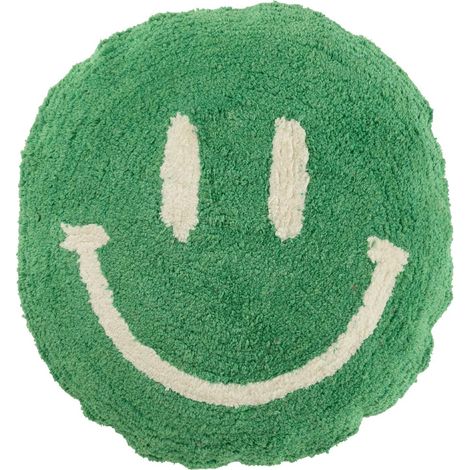 Coussin Déco Tufté Smiley "Polly" 45cm Vert (1/3)